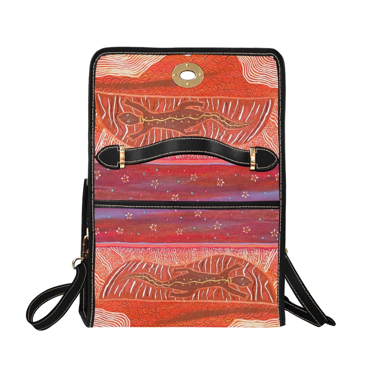 Goanna Fella Sunbaking on Solid Rock All Over Print Canvas Bag (Model 1641)(Black)