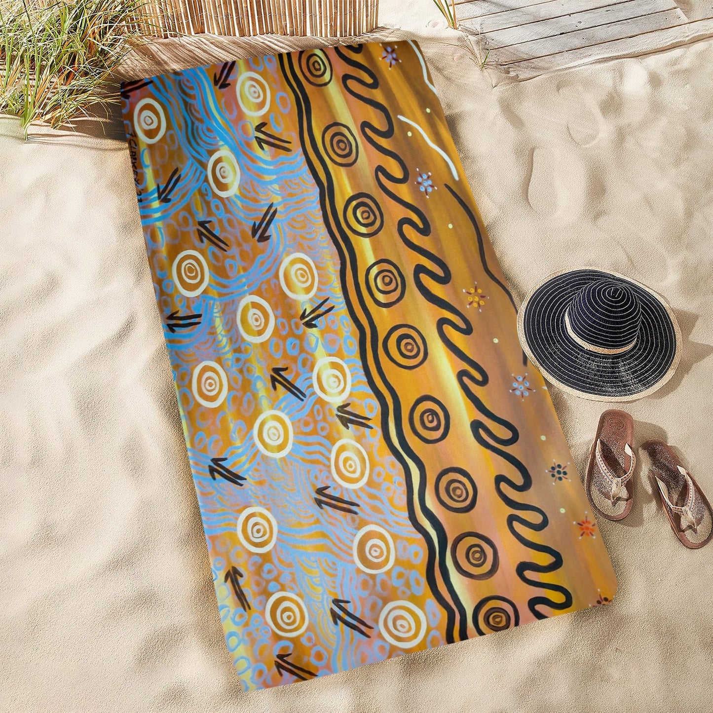 Kangaroo steps FCD Beach Towel 31"x71"(NEW)(Made in AUS)