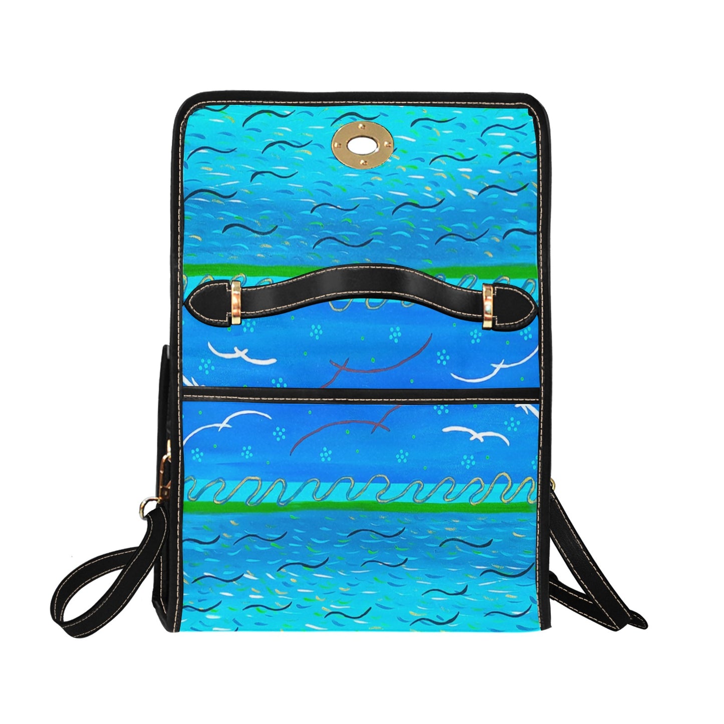 Seascape All Over Print Canvas Bag (Model 1641)(Black)