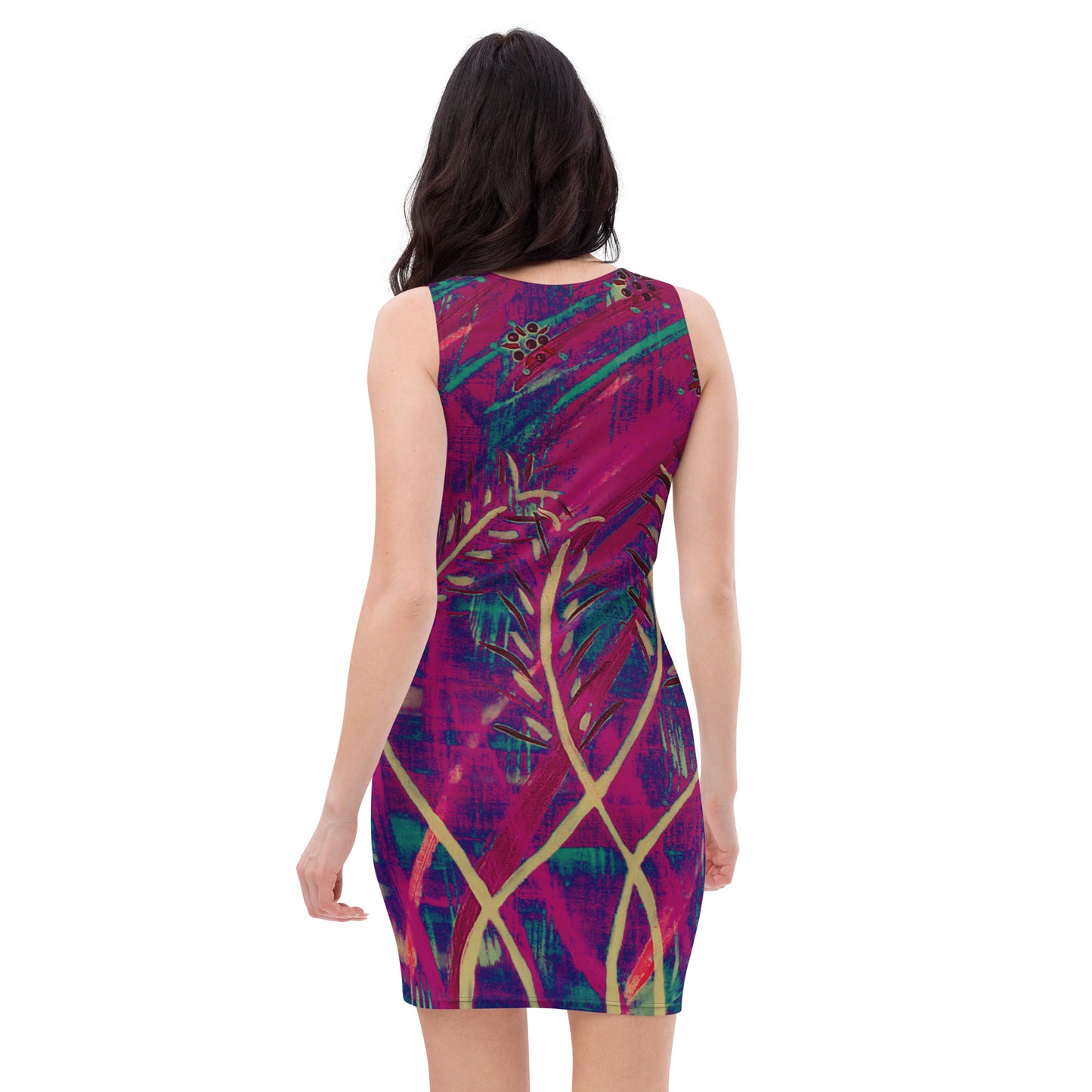 Bodycon Dress - Deep Grasses at night