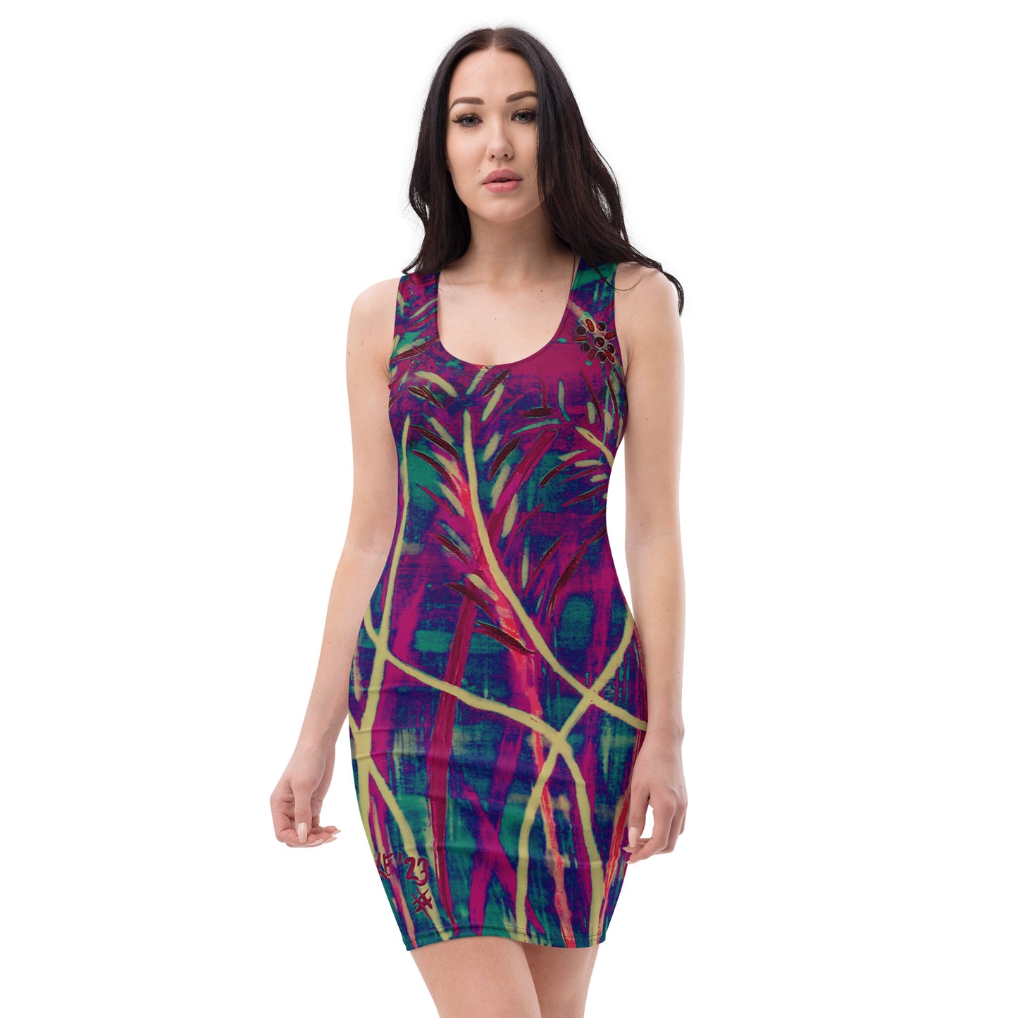 Bodycon Dress - Deep Grasses at night