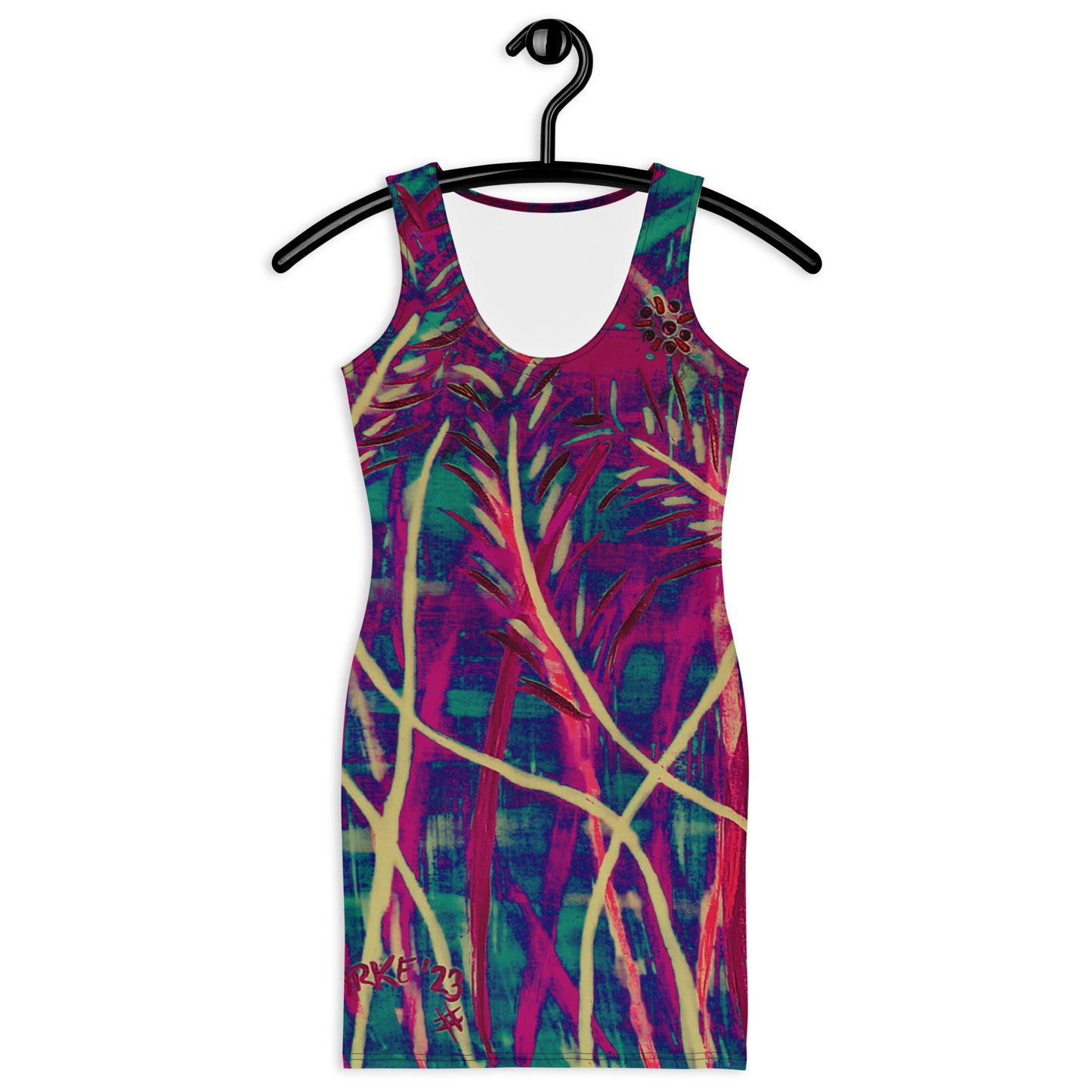 Bodycon Dress - Deep Grasses at night