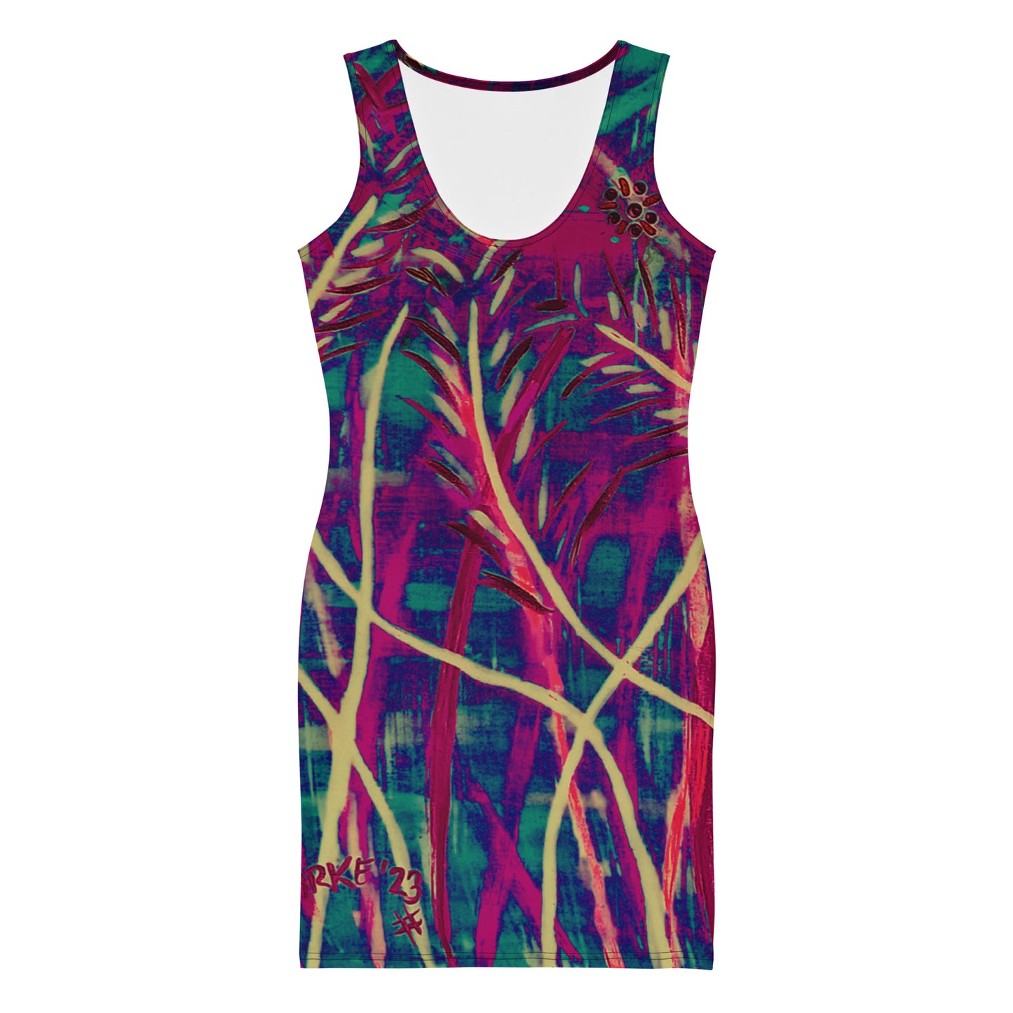 Bodycon Dress - Deep Grasses at night