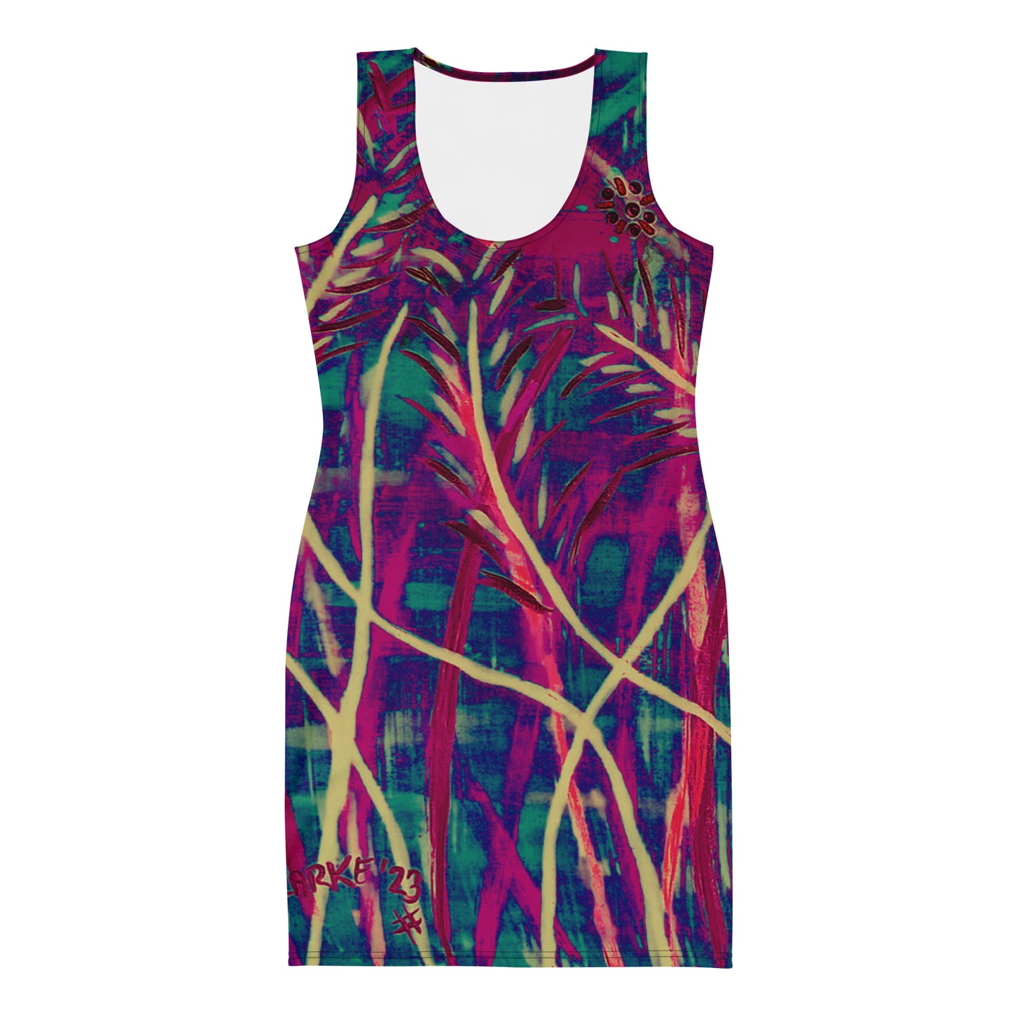 Bodycon Dress - Deep Grasses at night