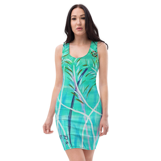 Bodycon dress - Green Grasses