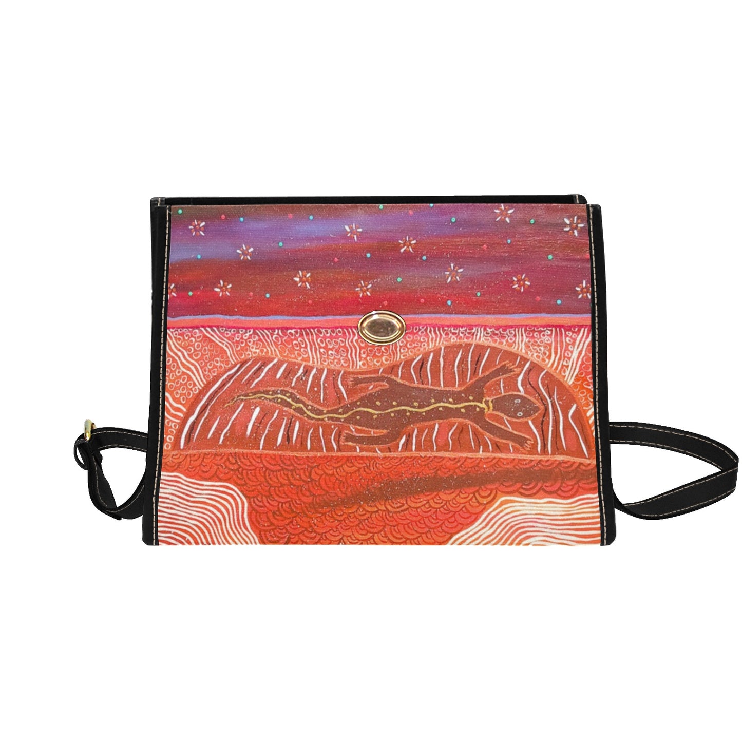 Goanna Fella Sunbaking on Solid Rock All Over Print Canvas Bag (Model 1641)(Black)