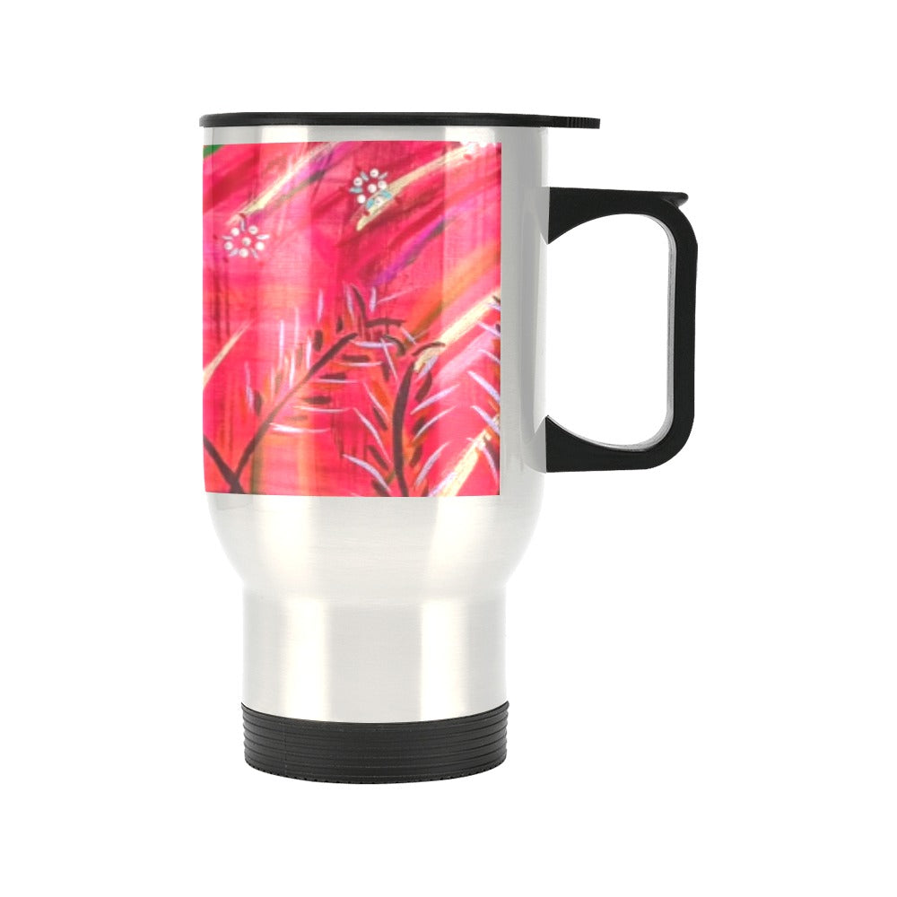 Summer and Grasses travel Mug Travel Mug(Silver)(14OZ) (Made In AUS)