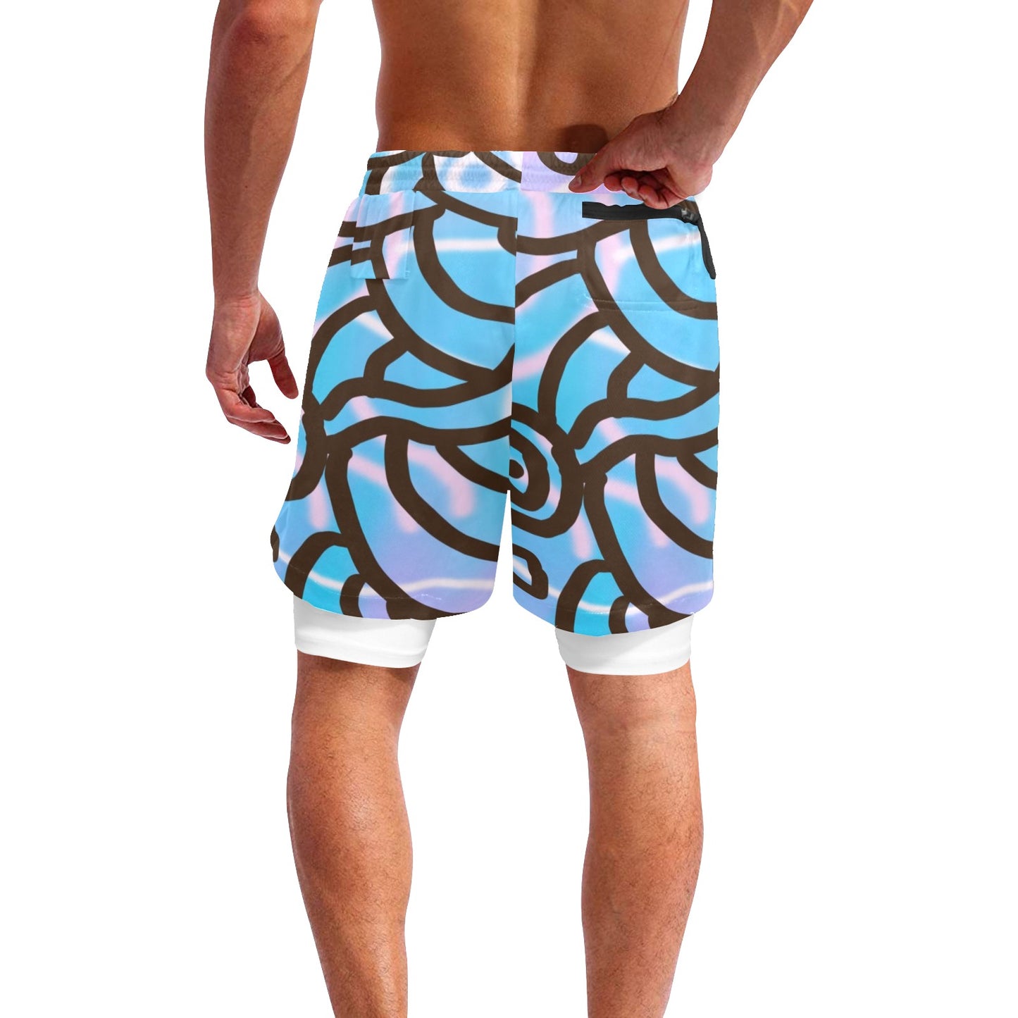 Mens Blue Shorts with Liner