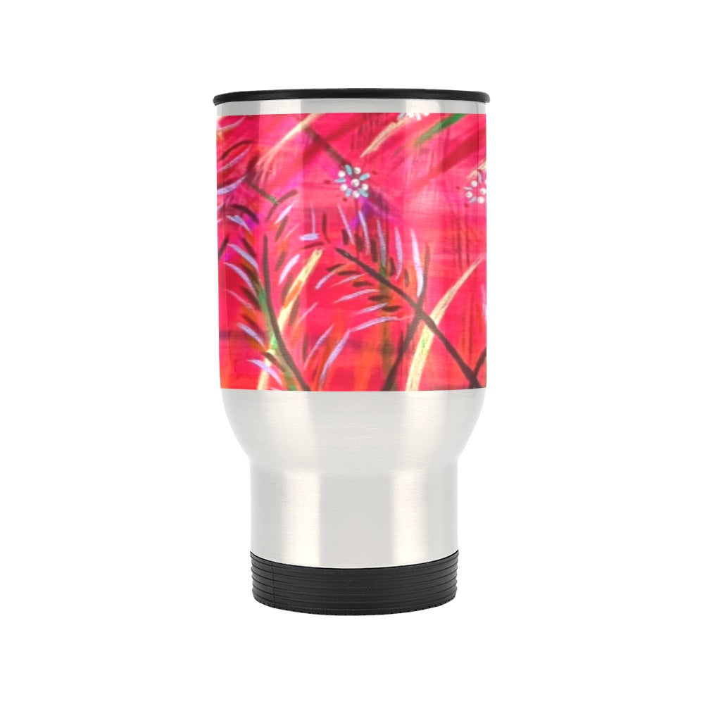 Summer and Grasses travel Mug Travel Mug(Silver)(14OZ) (Made In AUS)